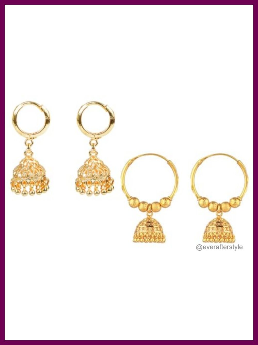 Small Lightweight Hoop Jhumka Earrings Multipack Bridal Party Costume Jewelry